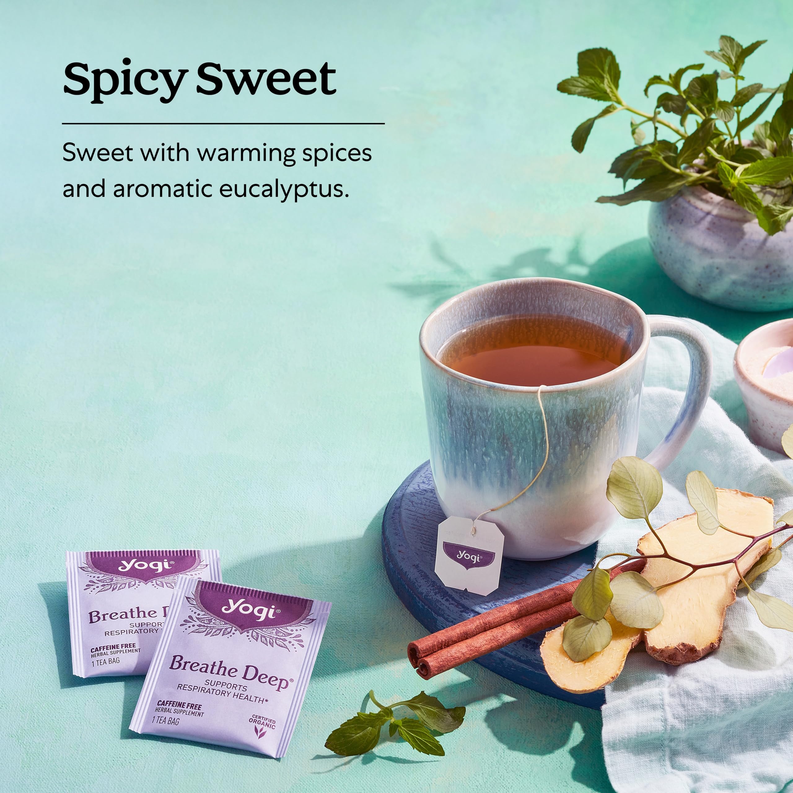 Ingredients display: licorice root and eucalyptus for depth of flavor