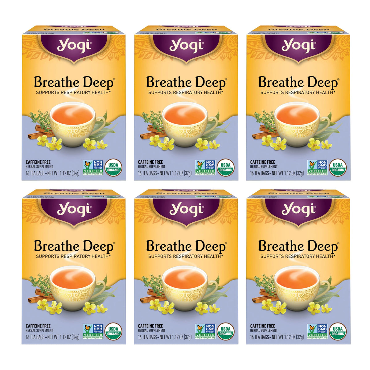 Yogi Breathe Deep pack front with organic seal for a comforting cup