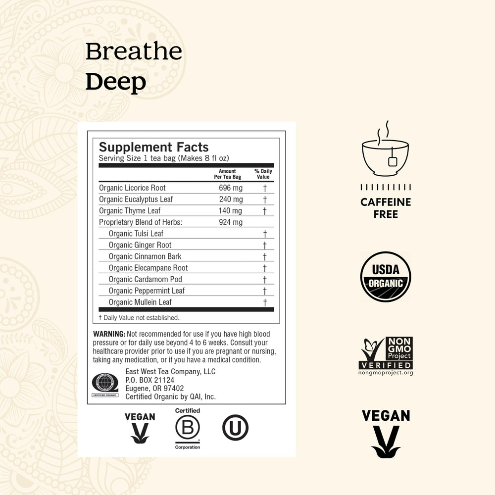 Tea bags close-up for Yogi Breathe Deep, ideal for a soothing ritual