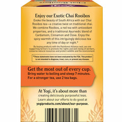 Yogi Chai Rooibos spices—cardamom, cinnamon, clove—in a fragrant blend.