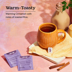 Yogi Cinnamon Horchata packaging label highlights organic ingredients