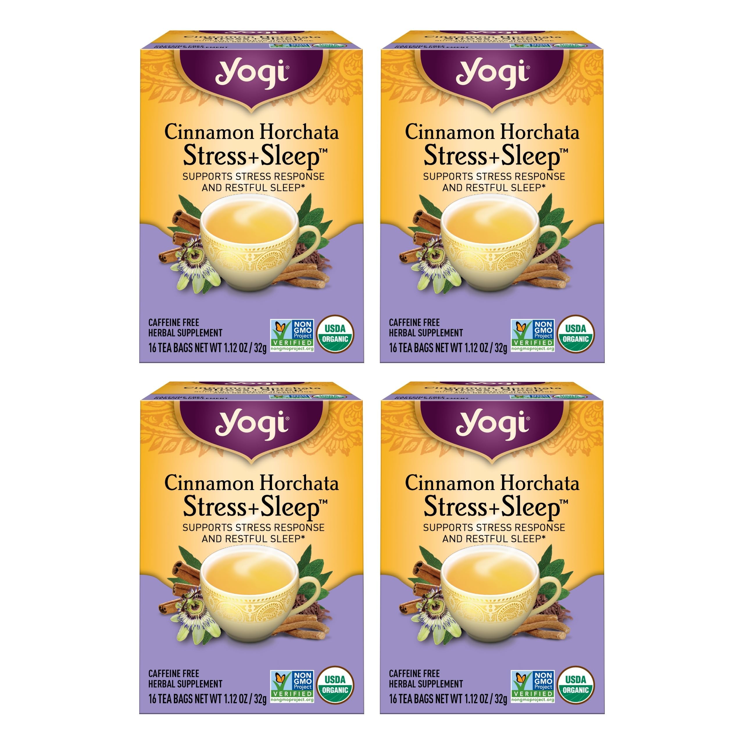 Yogi Cinnamon Horchata tea bags ready for a calming evening ritual