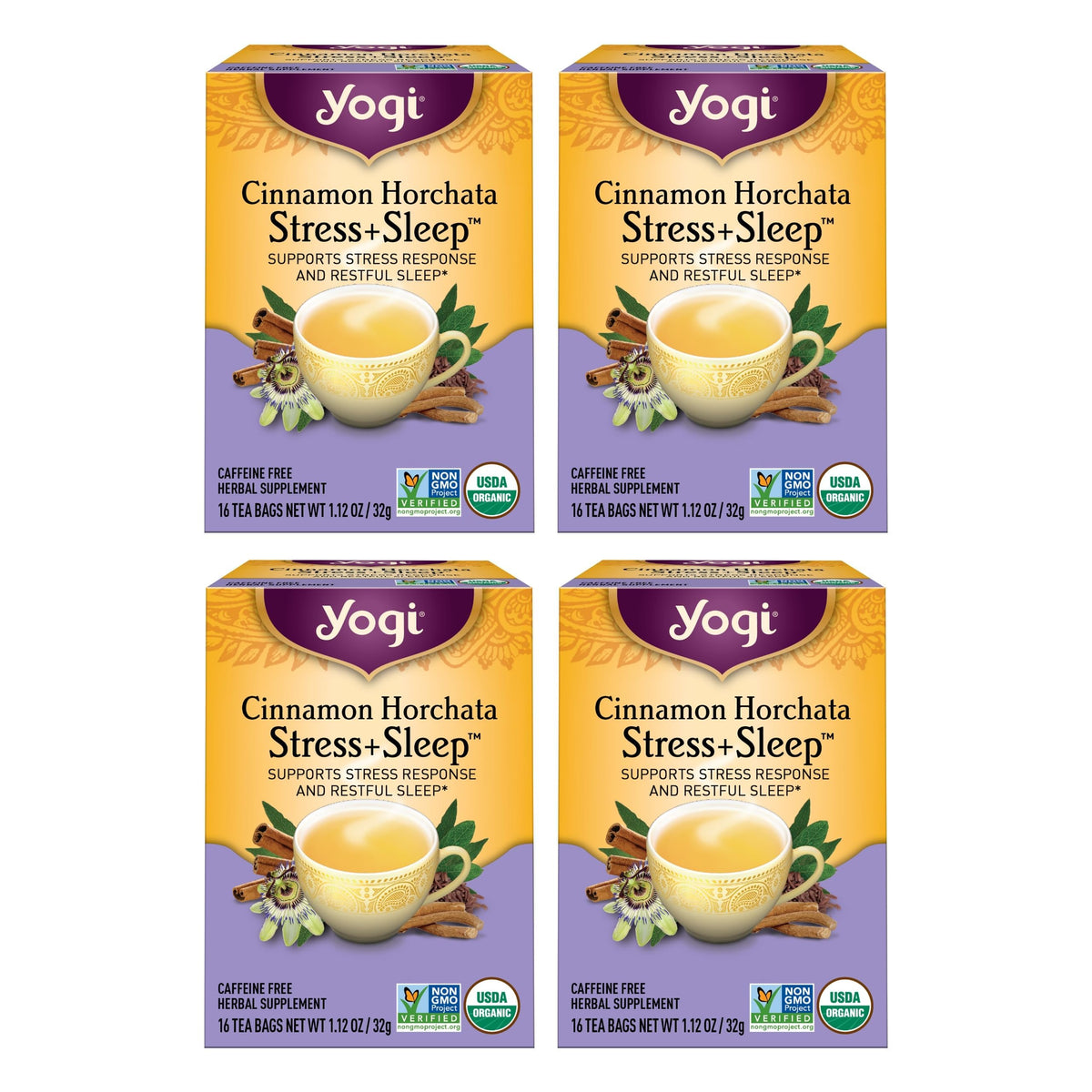 Yogi Cinnamon Horchata tea bags ready for a calming evening ritual