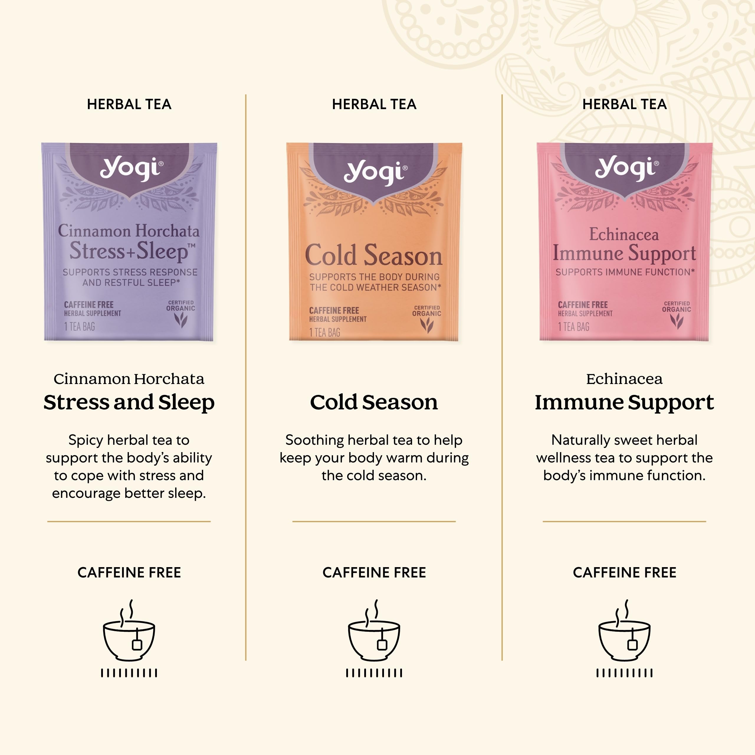 Close-up of Yogi label emphasizing non-GMO and USDA Organic.