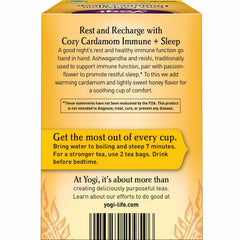 Yogi Cozy Cardamom Immune & Sleep cup with steam evokes rest.