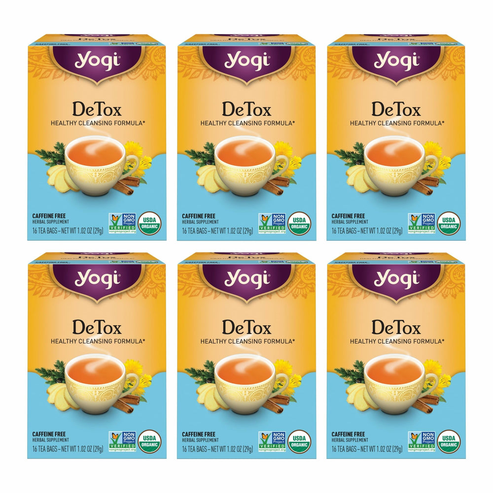 Yogi DeTox front pack image showing organic detox blend for digestive comfort