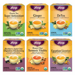 Yogi Digestion DeTox sampler pack front view for a varied daily tea ritual.