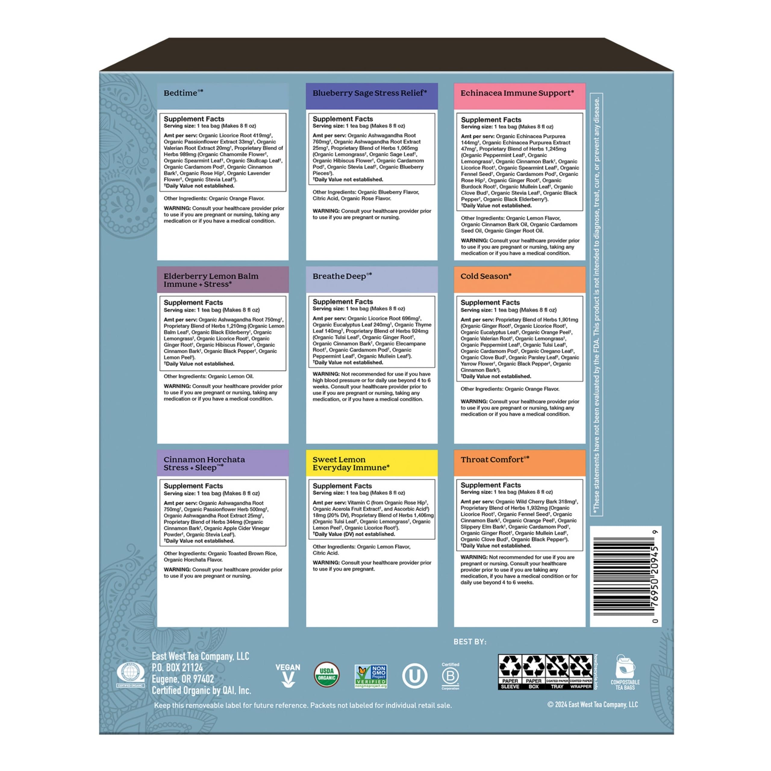 Yogi Get Well Gift Set shown with nine tea bags for everyday wellness.
