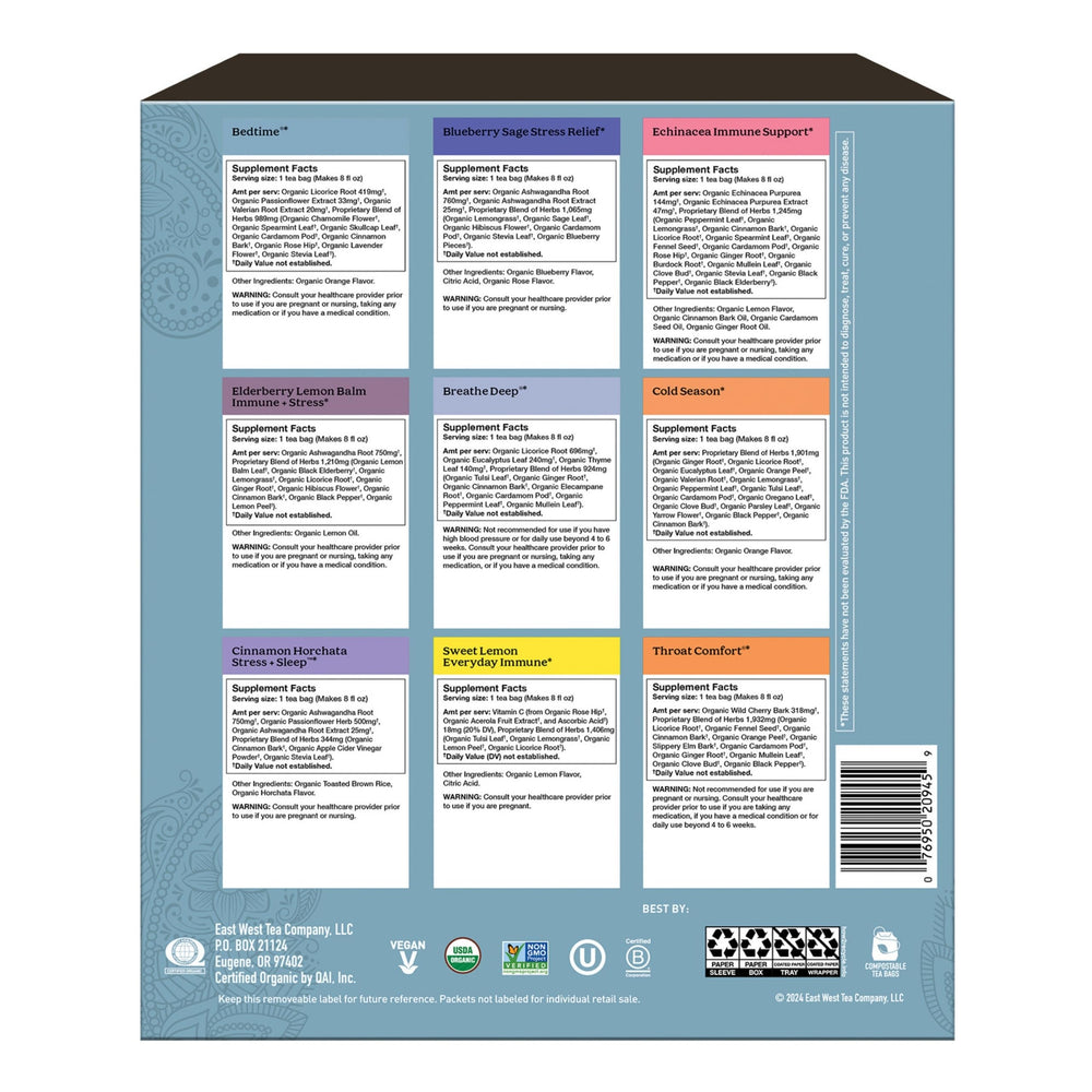 Yogi Get Well Gift Set shown with nine tea bags for everyday wellness.