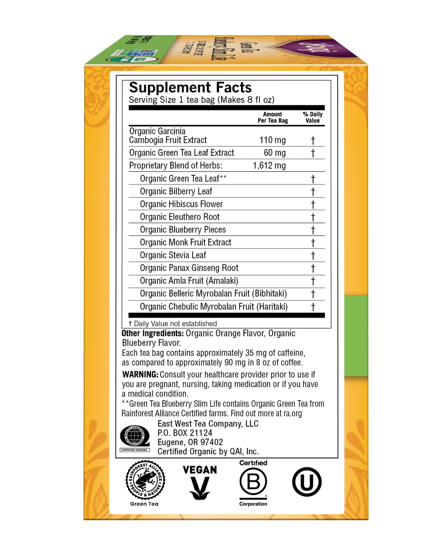 Yogi Green Tea Blueberry Slim Life blueberries provide a tasty pick-me-up.
