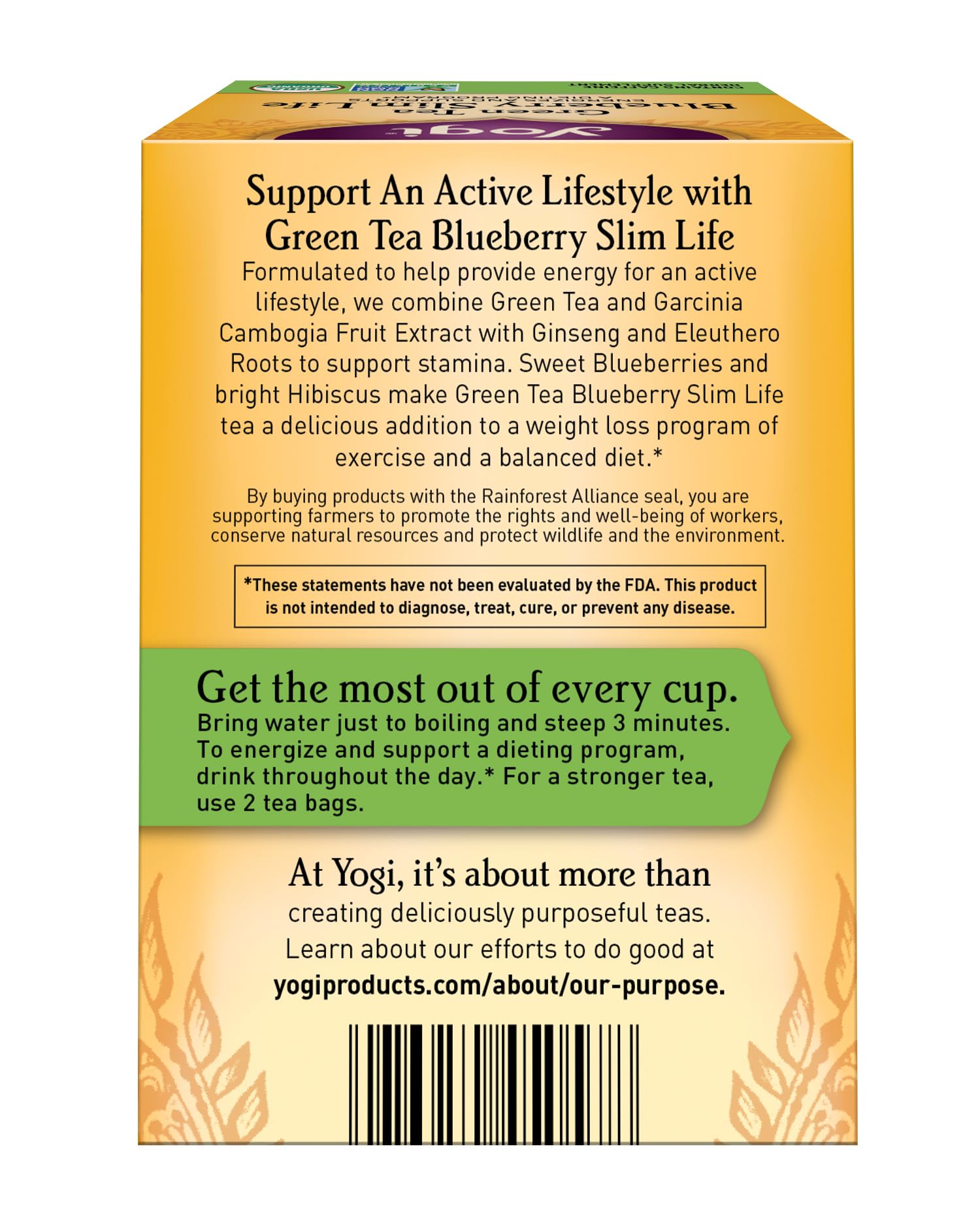 Yogi Green Tea Blueberry Slim Life hibiscus bloom for a bright, refreshing cup.