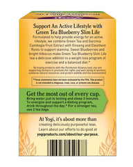 Yogi Green Tea Blueberry Slim Life hibiscus bloom for a bright, refreshing cup.