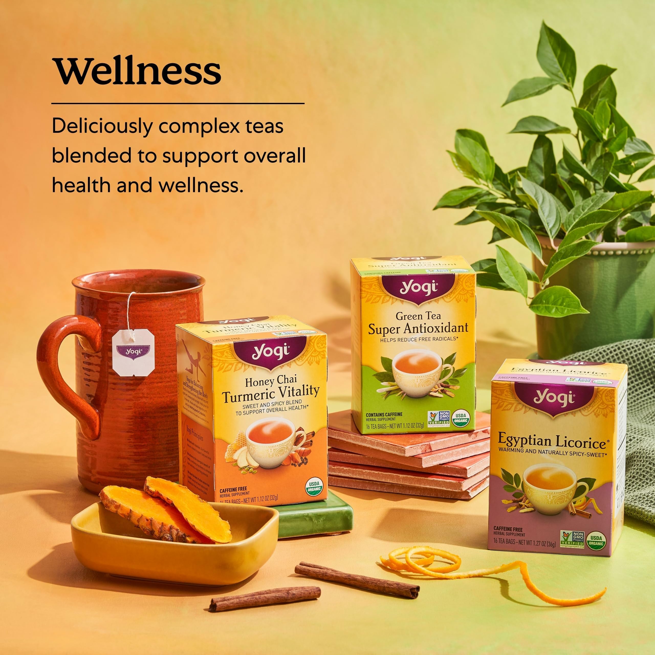 Yogi Green Tea Blueberry Slim Life ingredients bundle highlights bilberry and hibiscus.