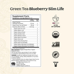 Yogi Green Tea Blueberry Slim Life tea bags in compostable packaging support eco-friendly brewing.