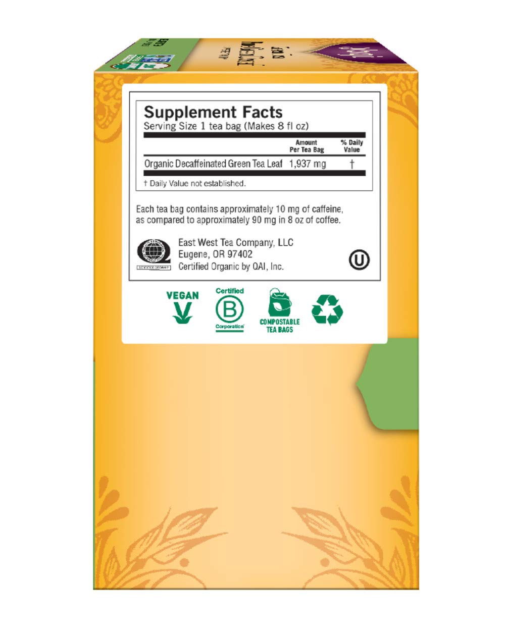 Yogi Green Tea Pure Green Decaf dried leaves ready to blend into an infusion.