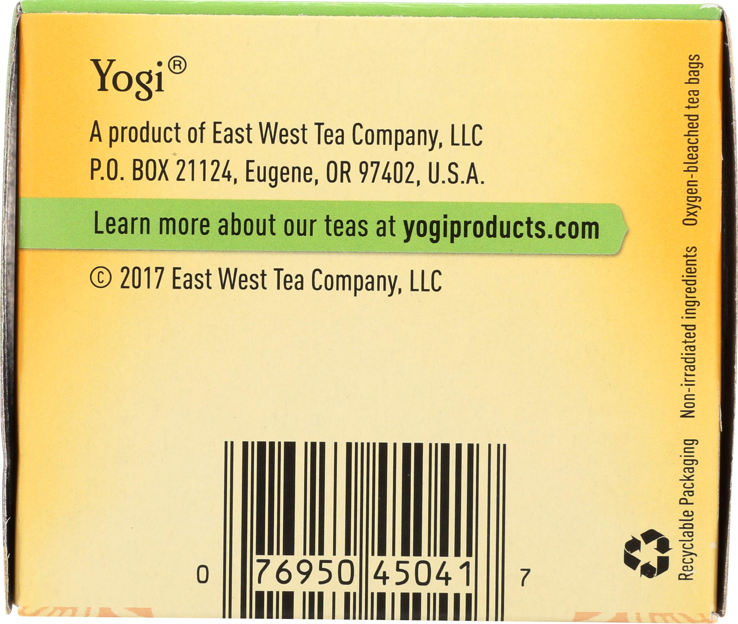 Yogi Green Tea Pure Green Decaf display on shelf communicating organic quality.