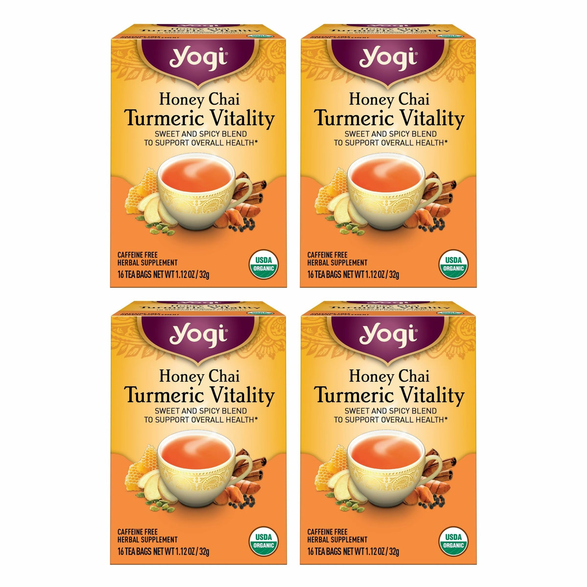 Yogi Honey Chai Turmeric Vitality Tea box ready for a comforting daily ritual