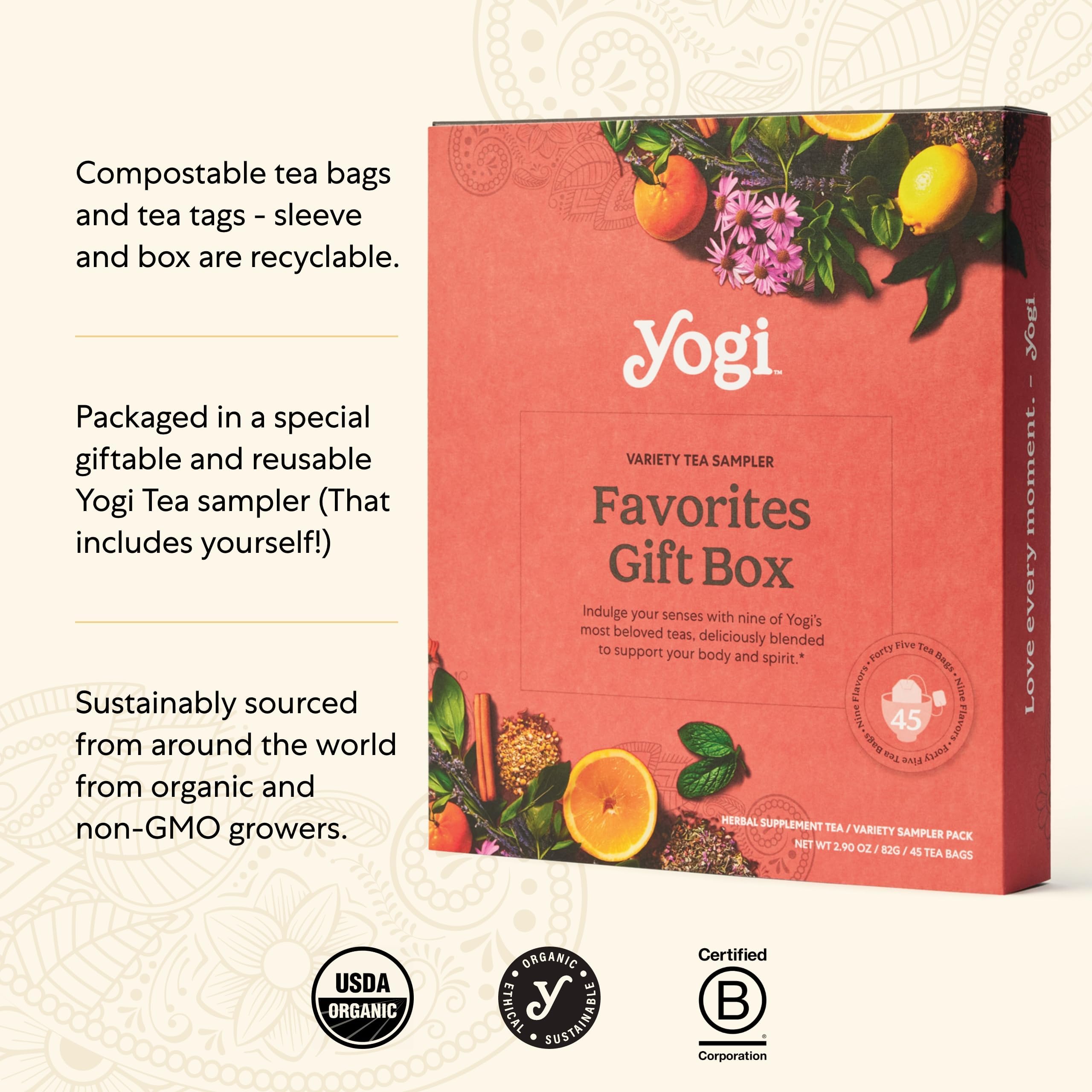 Sweet Tangerine tea bag by Yogi for a refreshing break.