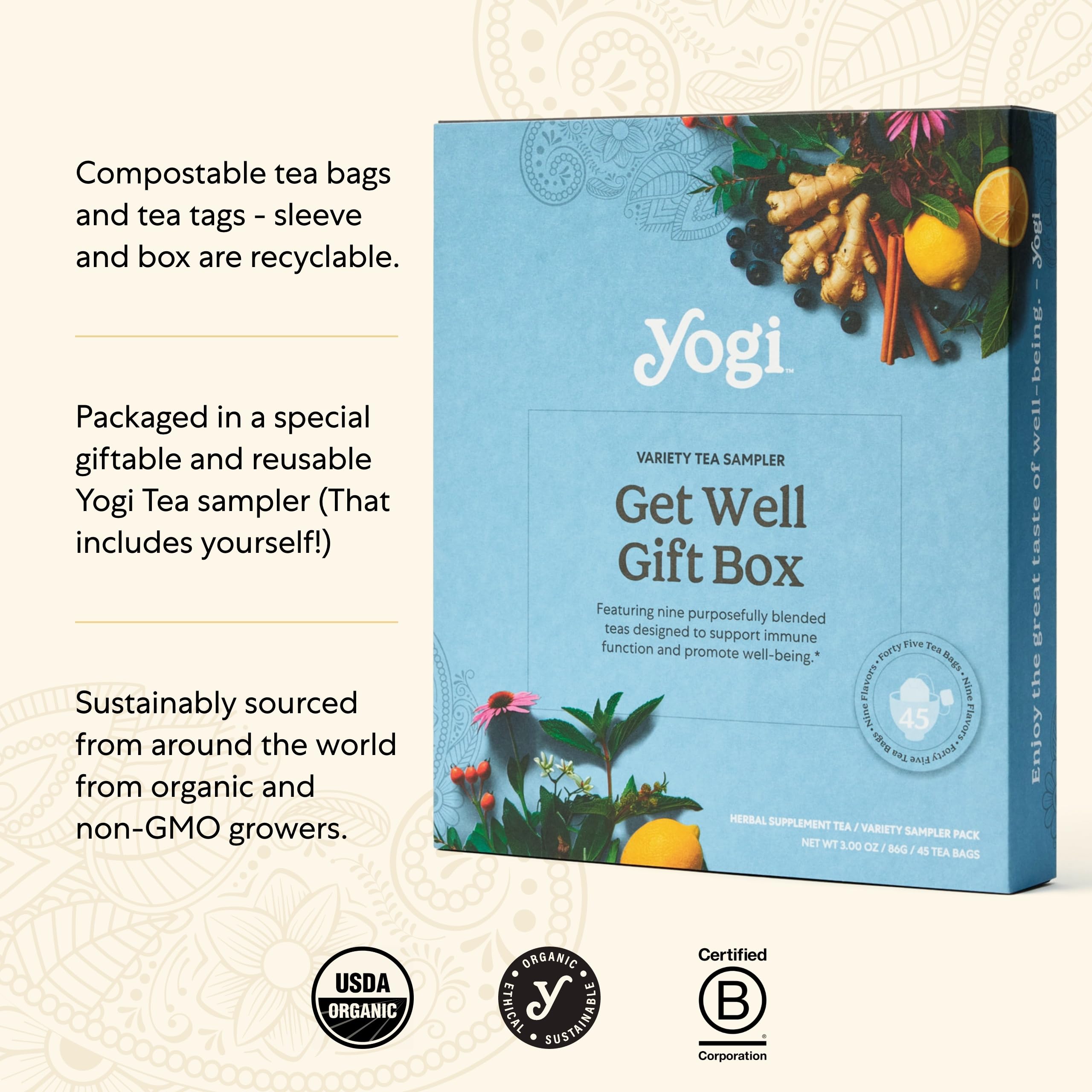 Yogi immune-support blends being prepared for a cozy afternoon.
