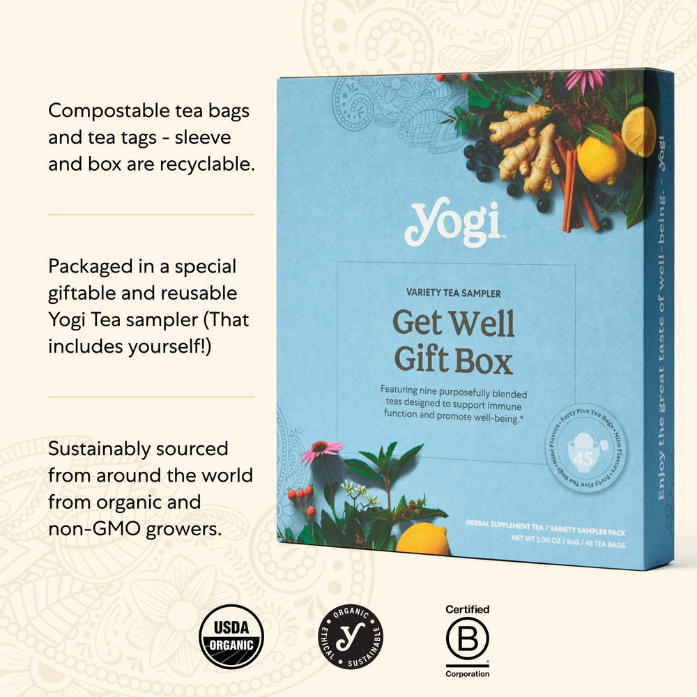 Yogi immune-support blends being prepared for a cozy afternoon.