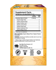 Yogi Mango Ginger ingredients close-up, showing ginger and mango notes in a vibrant blend