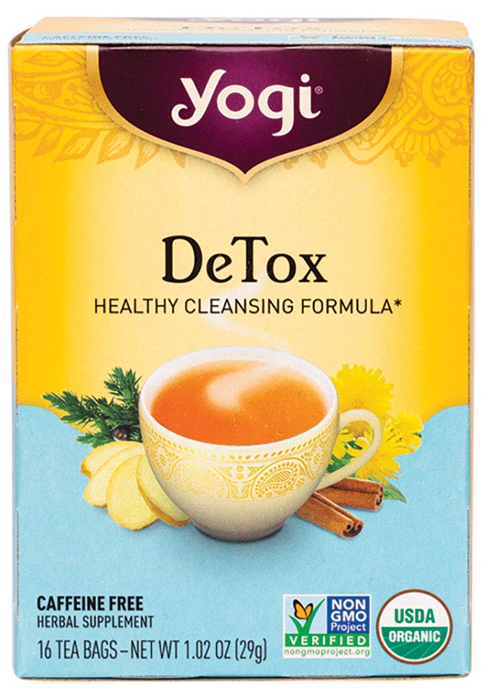 Yogi Organic Detox Tea box front showing herbal blend for daily wellness