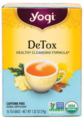 Yogi Organic Detox Tea box front showing herbal blend for daily wellness
