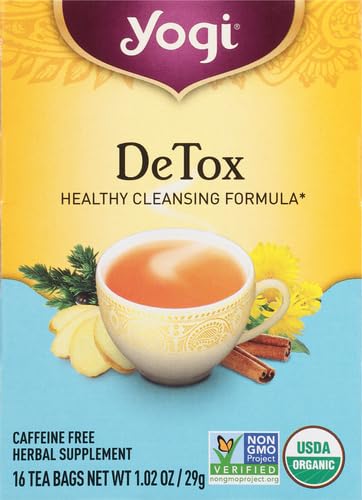 Yogi Organic Detox Tea packaging side with clean design and organic ingredients label