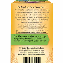 Brewing Yogi Pure Decaf Green Tea in a cup with a light color