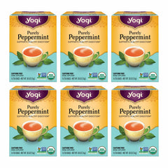 Yogi Purely Peppermint tea box set with six boxes and tea bags