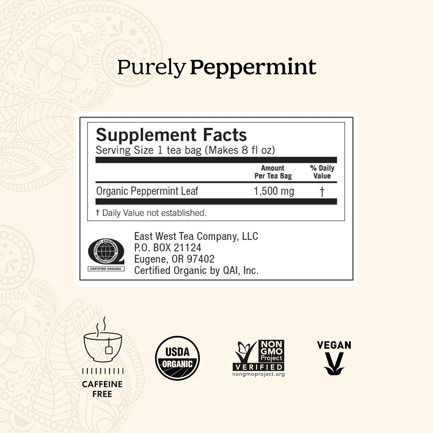 Yogi Purely Peppermint Tea peppermint leaves display for natural aroma and flavor