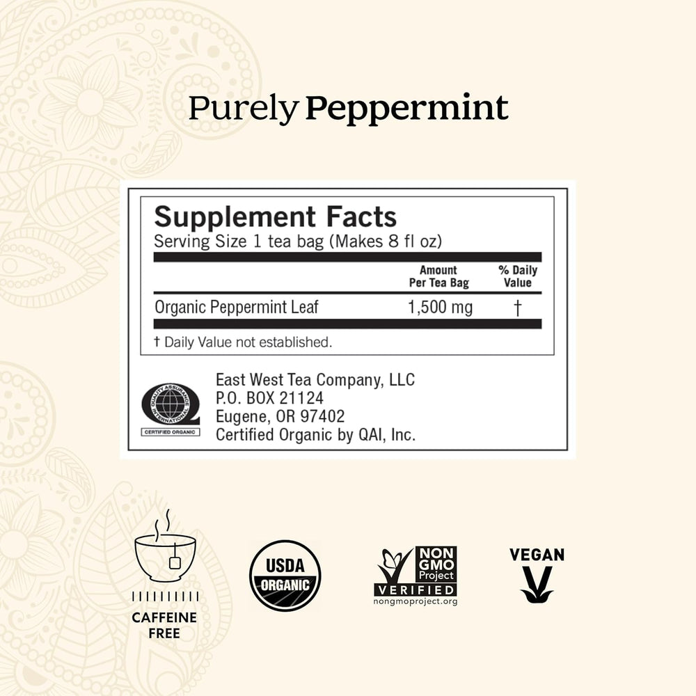 Yogi Purely Peppermint Tea peppermint leaves display for natural aroma and flavor