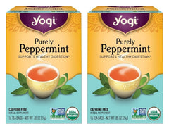 Yogi Purely Peppermint Tea tea bag close-up for a refreshing post-meal ritual