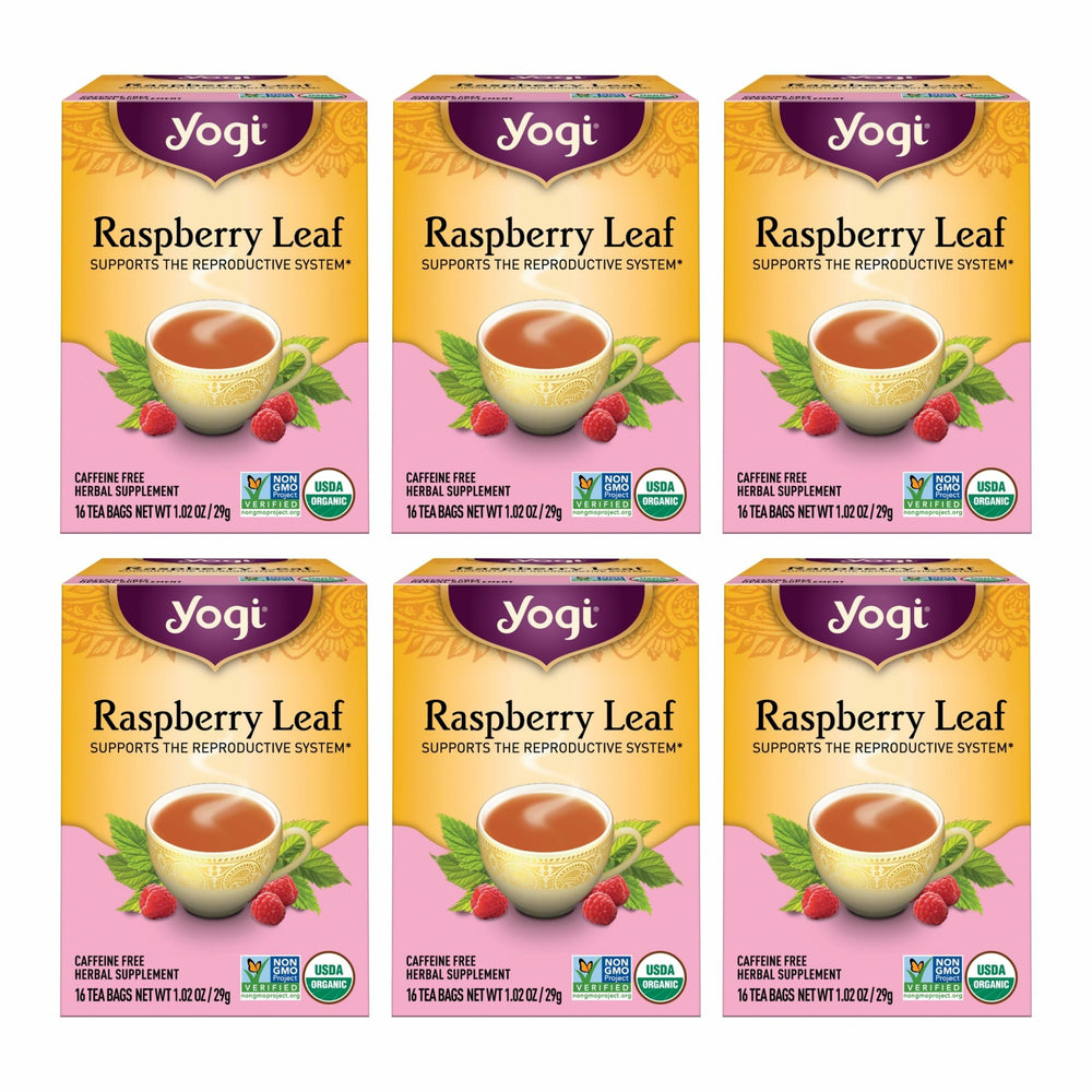 Yogi Raspberry Leaf Tea bags close-up for cycle-support ritual