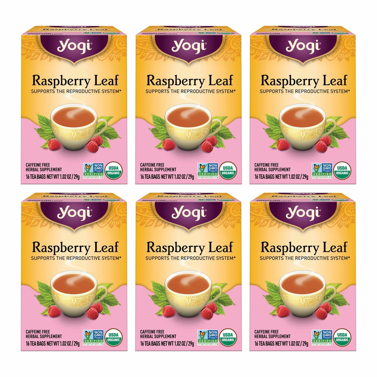 Yogi Raspberry Leaf Tea bags close-up for cycle-support ritual
