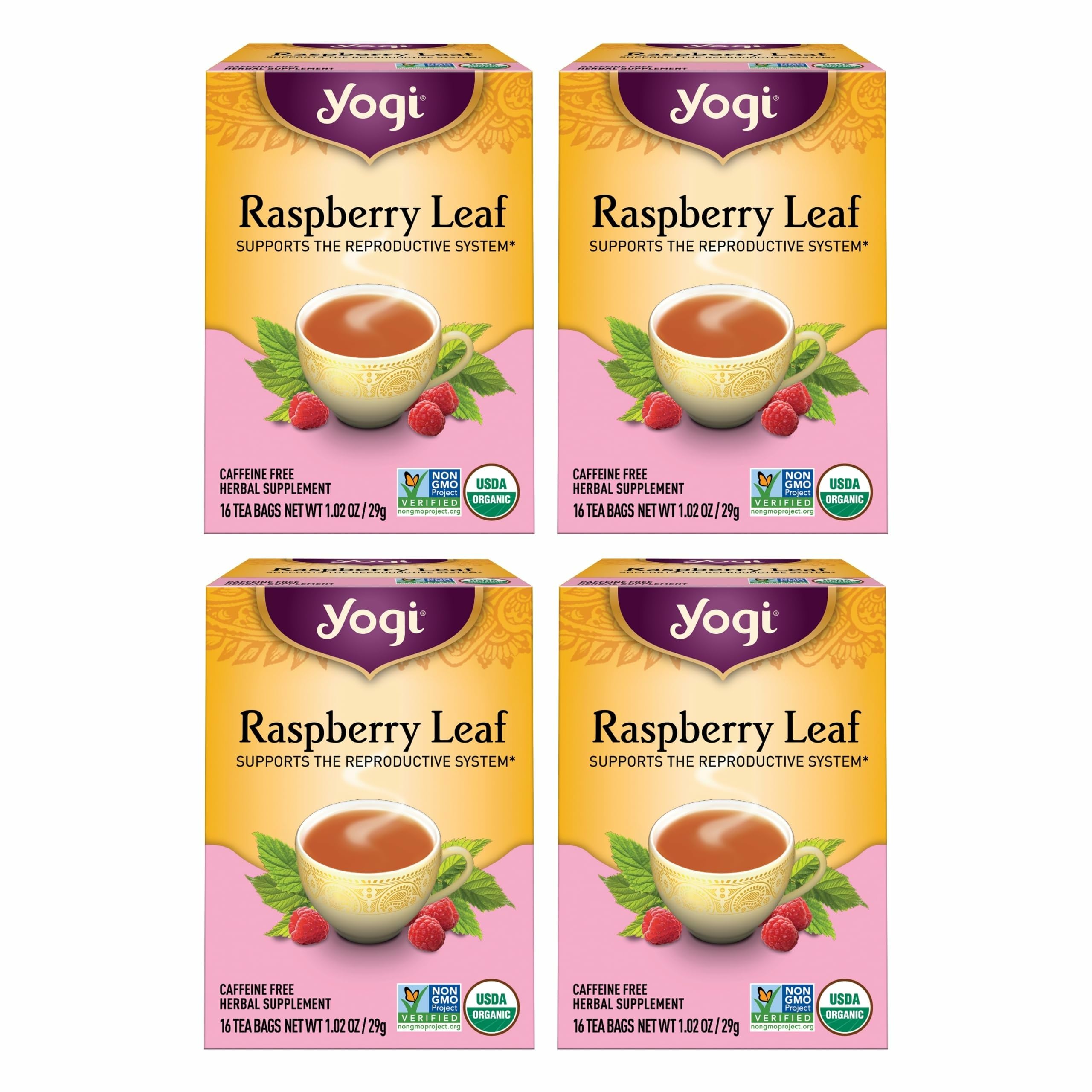 Yogi Raspberry Leaf Tea bags ready for soothing cycle ritual