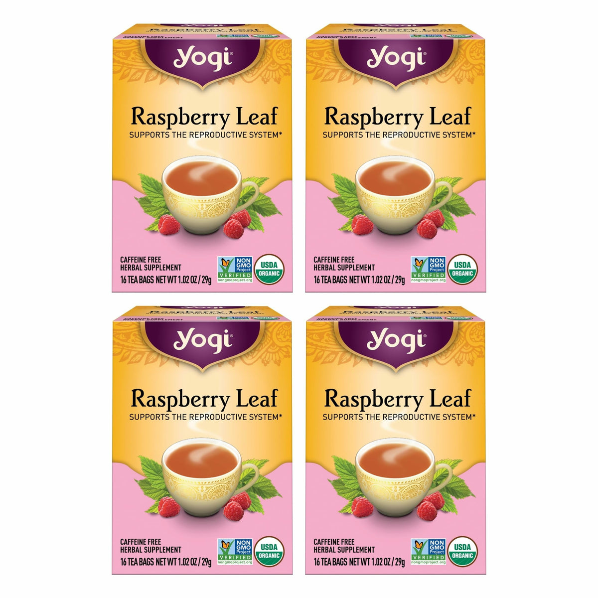 Yogi Raspberry Leaf Tea bags ready for soothing cycle ritual