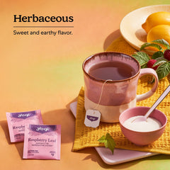 Two Yogi Raspberry Leaf Tea bags brewing for a stronger cup