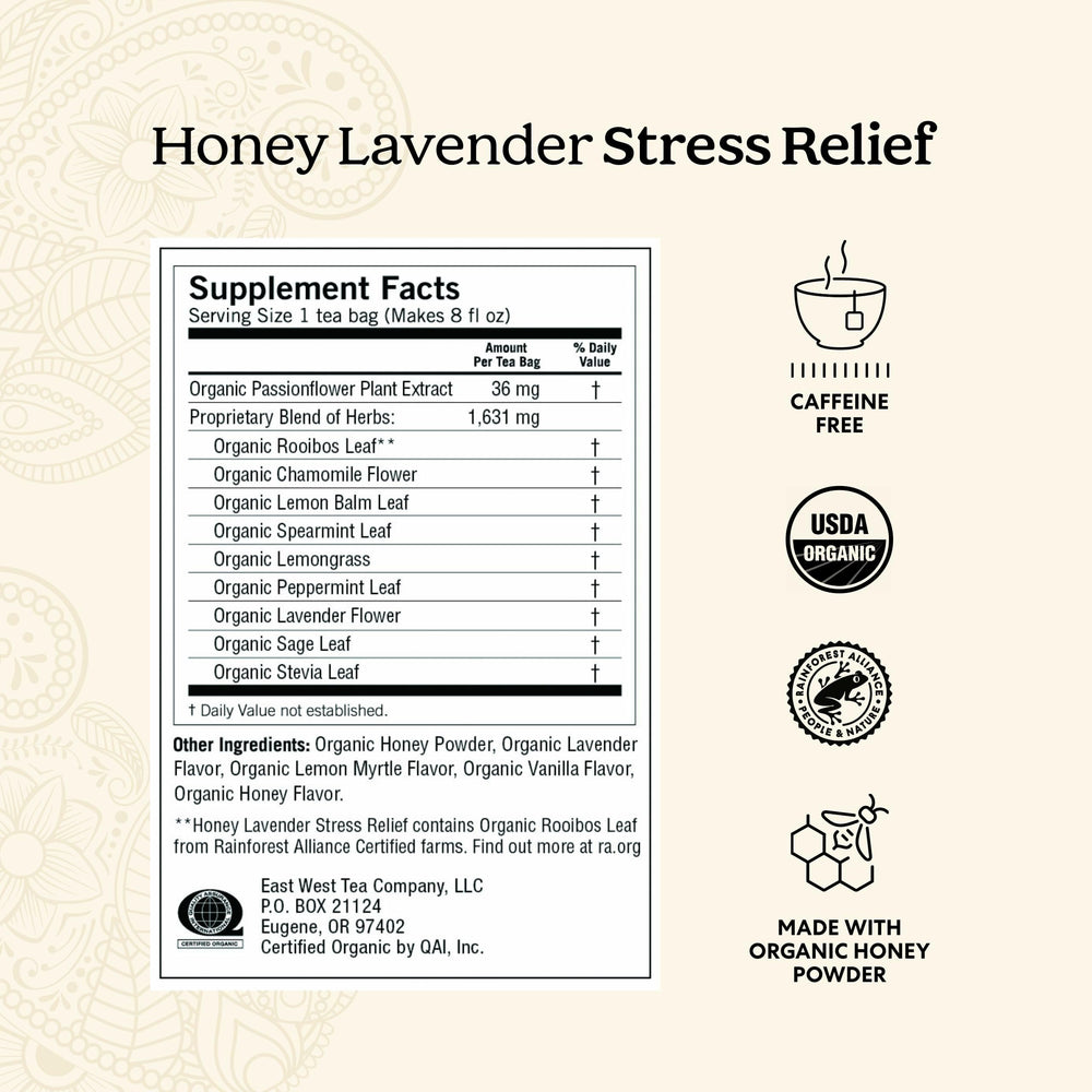 Yogi Relaxed Mind tea bag blends ashwagandha, lavender, and sage for peaceful unwinding.