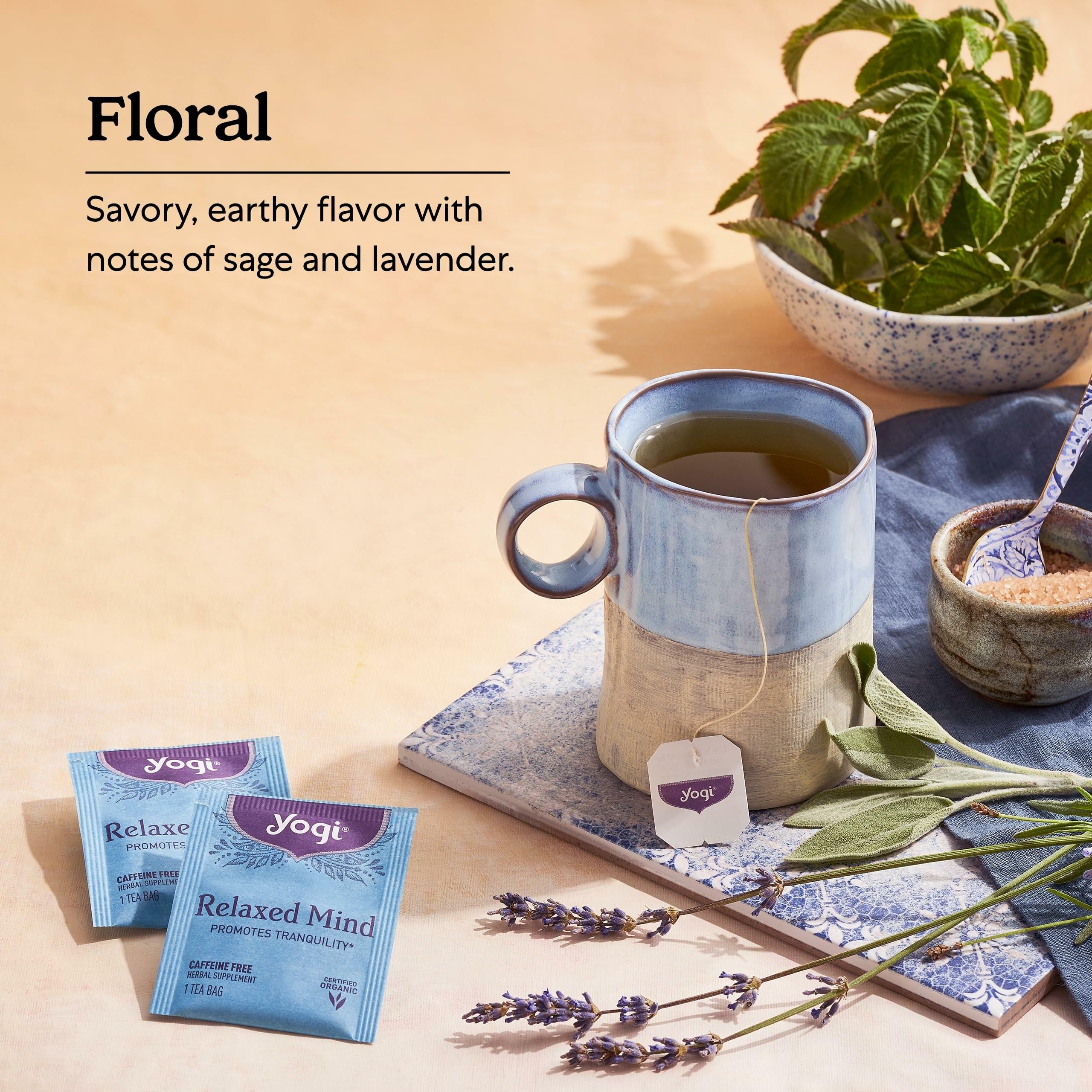 Yogi Relaxed Mind Tea ashwagandha root detail, illustrating adaptogenic-inspired balance.