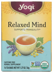 Yogi Relaxed Mind packaging varies, signaling a calming ritual.