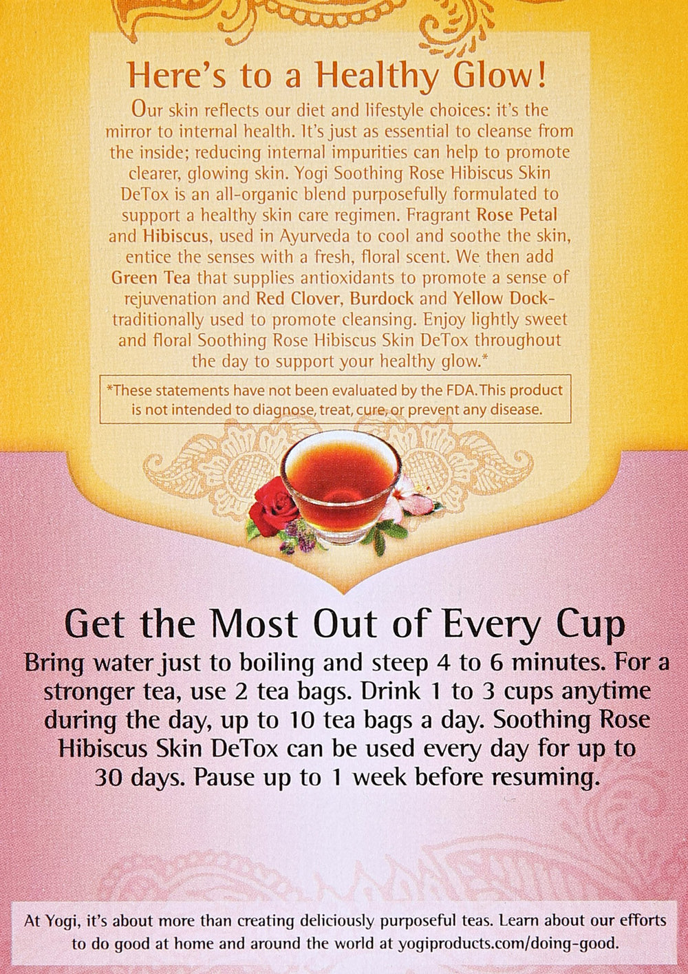 Yogi Skin DeTox Tea cup served, inviting aroma.