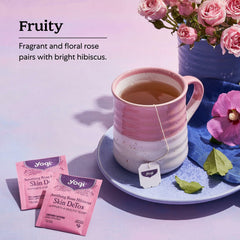 Yogi Soothing Rose Hibiscus Tea brewing instructions for a balanced cup.