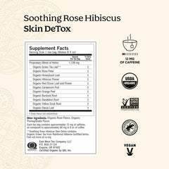 Yogi Soothing Rose Hibiscus Tea cup with steam for a floral skin health ritual.