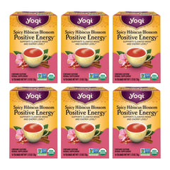 Yogi Spicy Hibiscus Blossom tea bag fuels afternoon energy with bold spice.