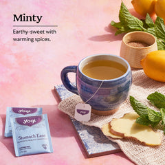 Yogi Stomach Ease peppermint leaves deliver refreshing digestive notes.