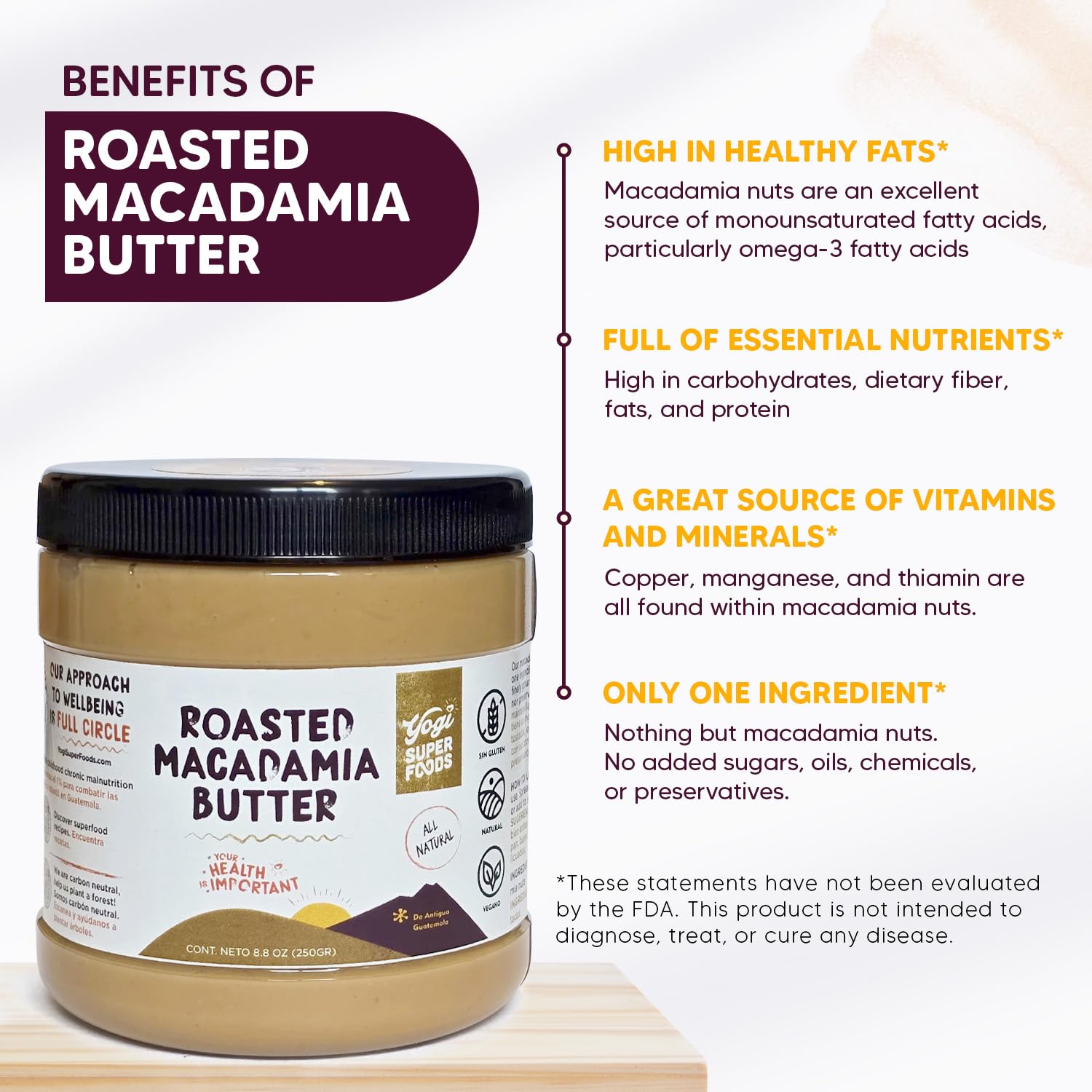 Yogi Super Foods No added sugar butter for clean ingredient choices