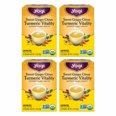Yogi Sweet Ginger Citrus Turmeric Vitality bottle showing warm spices for daily wellness.