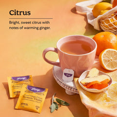 Turmeric root in Yogi blend for vibrant color and flavor.