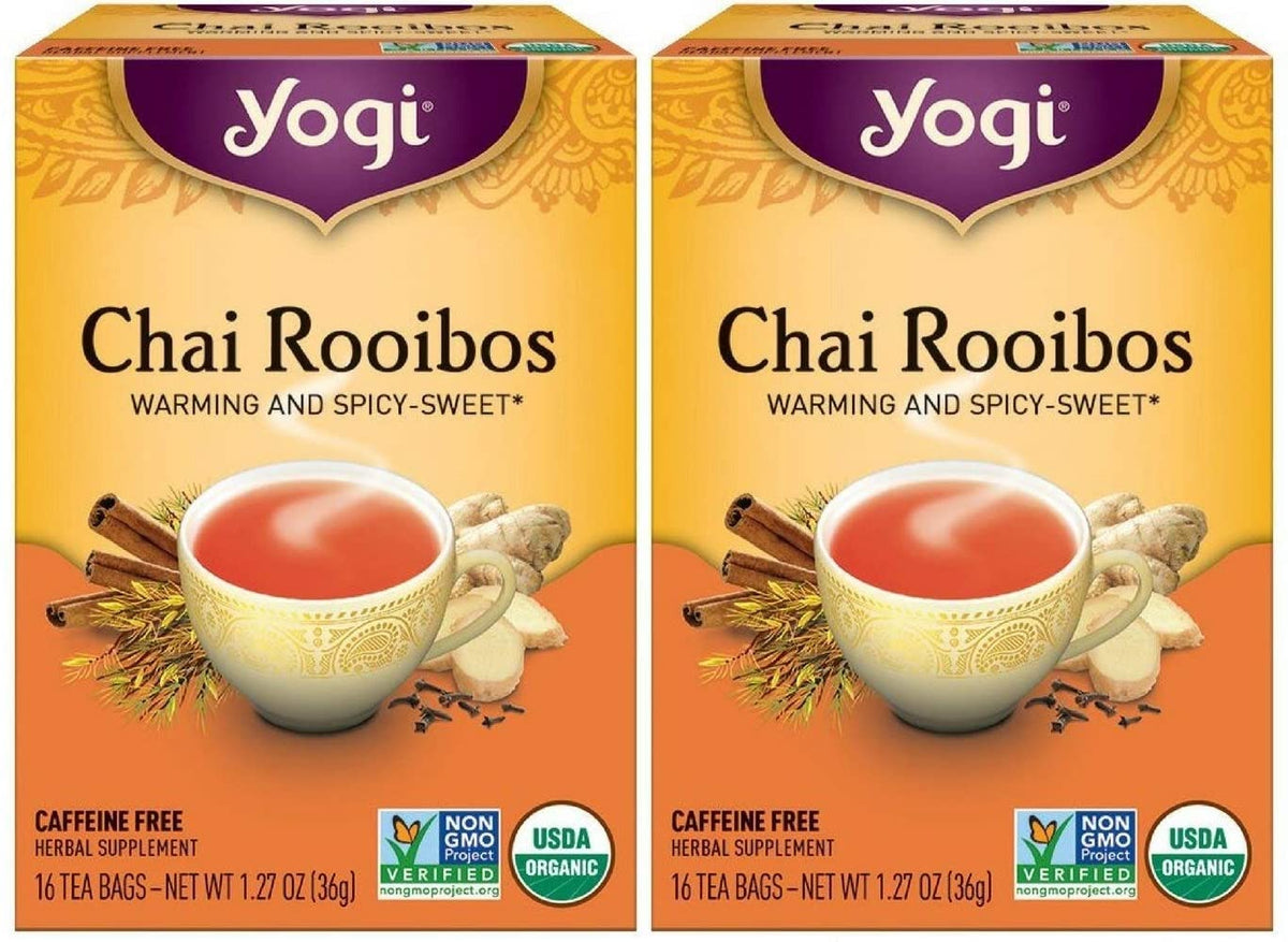 Yogi Tea Chai Rooibos pack-2: caffeine-free, spice-forward blend for any time of day